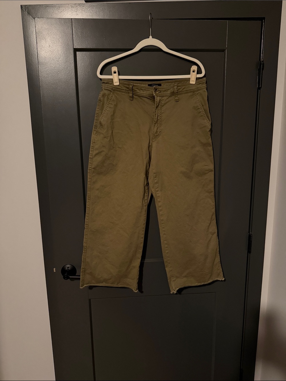 Banana Republic Olive Wide-Leg Crop Chinos